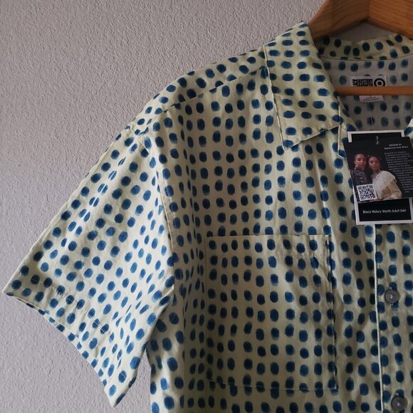 Green Short Sleeve Shirt Button-Down Polka Dots House of Aama x Target - Large - Picture 16 of 16